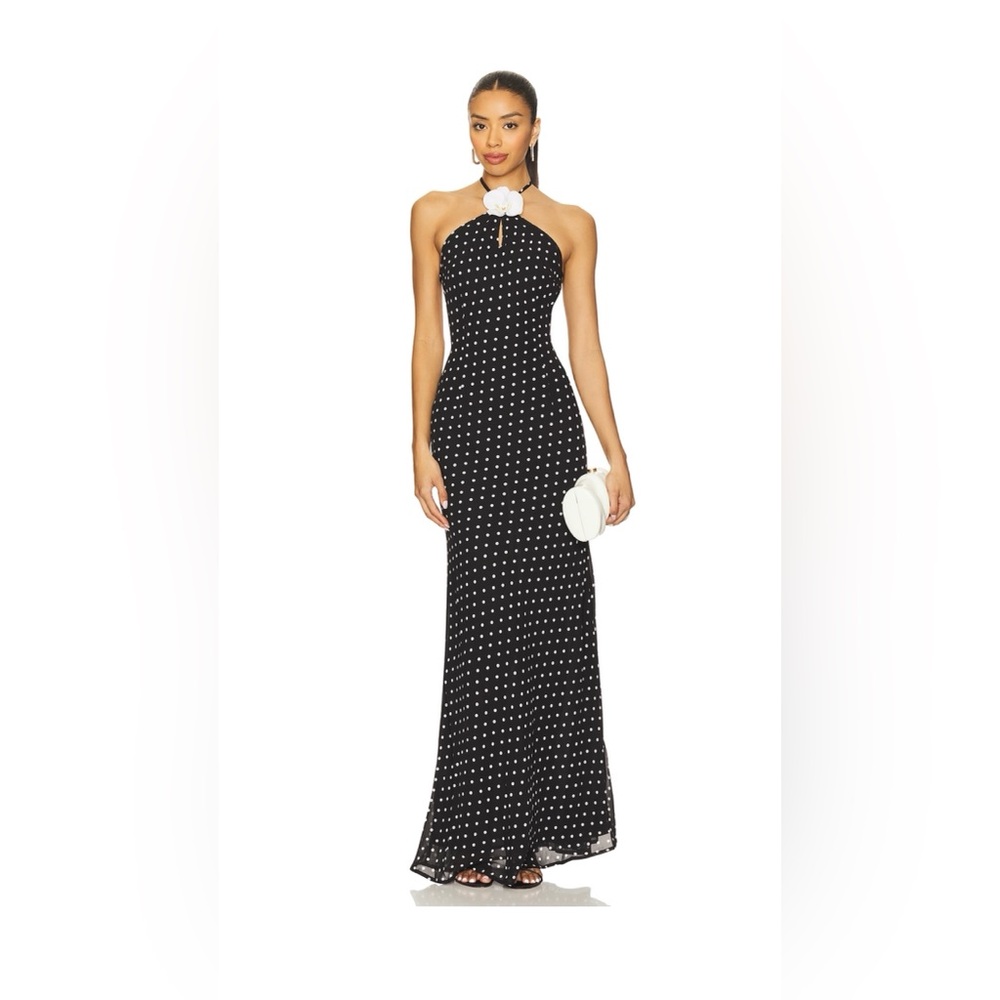 Viella Maxi Dress in Black Polka